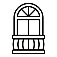 arched balcony outline icon with rounded window and railing detail