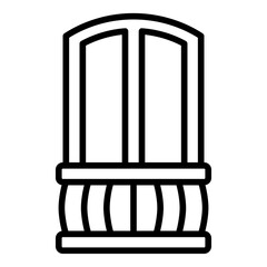 tall arch balcony outline icon with curved glass window design