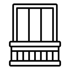 vertical frame balcony outline icon with three panel window