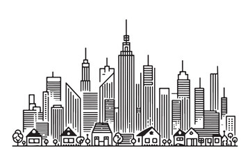 Urban landscape detailed city skyline vector illustration for design