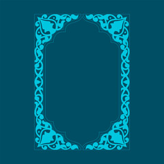 Turquoise islamic frame with floral ornament