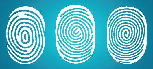 Digital vector fingerprint scan icons in 3 different sizes of thickness