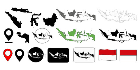 vector illustration of a set of indonesia country map
