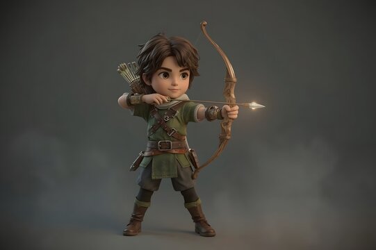 Fototapeta 3D render of a young archer