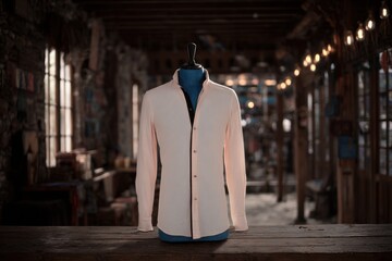 Peach shirt on mannequin in vintage store