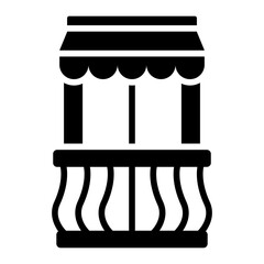 canopy balcony glyph icon with rounded rail and awning