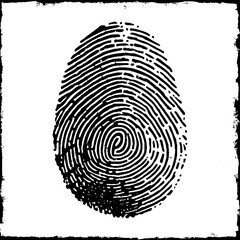 black fingerprint on a white background