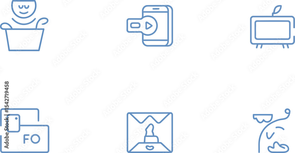 Poster vector icons set of media and entertainment elements for web design and mobile app interface design 
