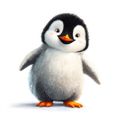 Fototapeta premium Animated Penguin: Adorable cartoon penguin with its distinctive black and white plumage. Captivating audiences with its endearing charm and fluffy design.