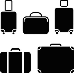 A vector illustration of a set of travel suitcases, isolated on white, with handles, ideal as a tourism and vacation icon