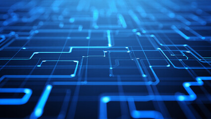 Obraz premium Abstract blue circuit board technology background digital network