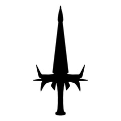 Fototapeta premium Black Sword Silhouette on White, Sharp and Pointed Blade