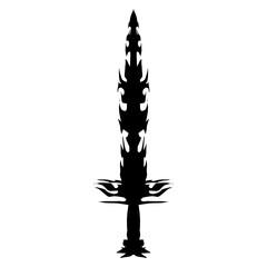 Silhouette of ornate sword stands out in strong black against a clean transparent backdrop, offering dramatic, fantasy-themed aesthetic suitable for gaming or graphic design projects.