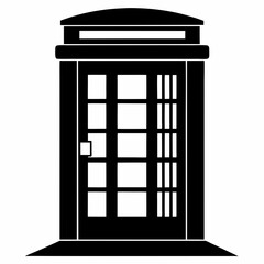 telephone booth silhouette vector black on white background