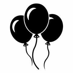 party balloons silhouette vector black on white background