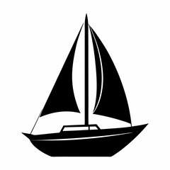 marina sailboat silhouette vector black on white background