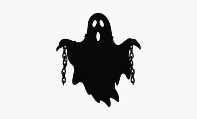 Ghost with chains, floating spooky silhouette