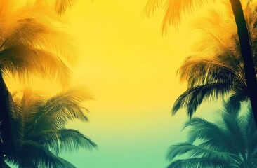 Palm trees silhouettes against a vibrant sunset