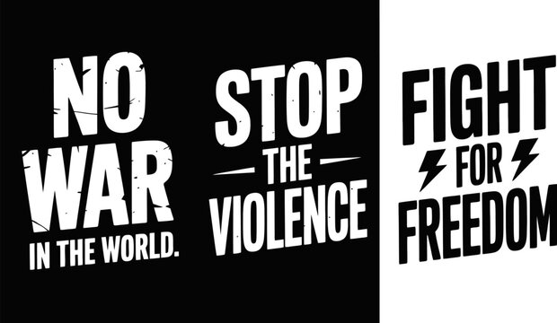 No war stop violence fight for freedom peace protest antiwar activism social justice demonstration campaign editable stock vector illustration - Powered by Adobe