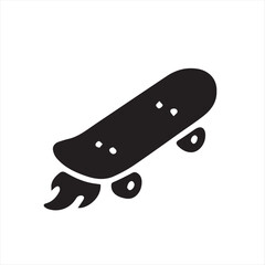 skateboard themed icons in flat and black and white style