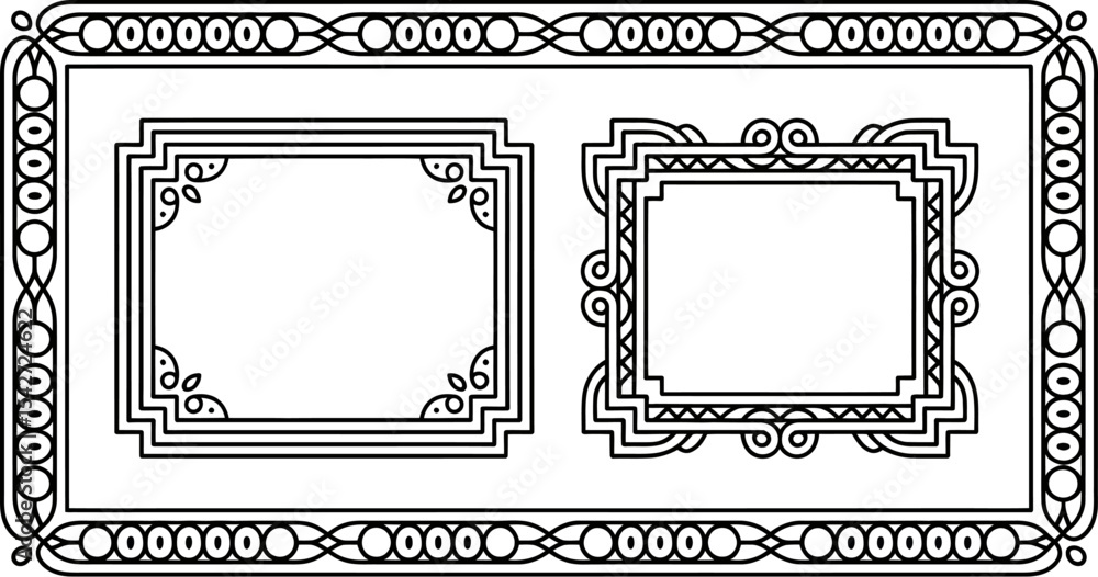 Poster vector art deco frame border design element template invitation card certificate background 100 char
