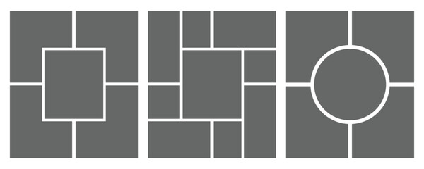 Vector template photo collage. Empty photo frames. Blank frame collage. Memories creativity mood board. Mood board with empty photo graphies. Vintage aesthetics.
