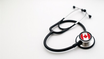 Stethoscope With Canadian Flag On White
