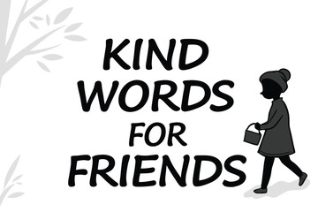 Minimalist white sans serif typography design kind words for friends