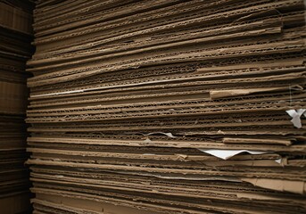 Stacked Cardboard Layers Showing Corrugated Texture