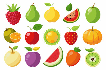 Colorful Cartoon Fruit Collection A Vibrant Assortment of Fresh and Juicy Fruits Perfect for Healthy Eating Concepts Children s Illustrations and Summer Themed Designs on