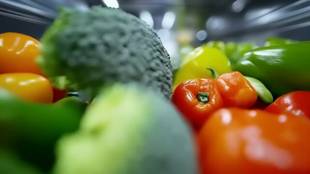 Vibrant Vegetables in Refrigerator Crisper