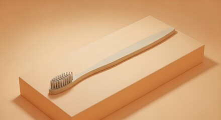 Wooden Toothbrush on Orange Block