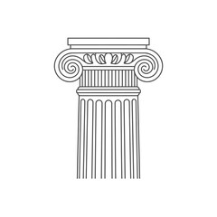 Ionic Column Outline Illustration on White Background Architecture Design