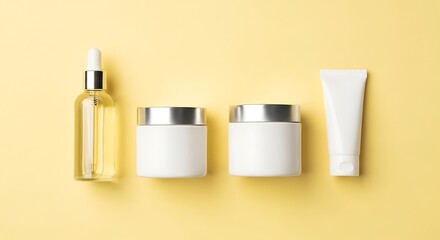 Skincare Products on Yellow Background