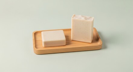 Natural Soap Bar on Wooden Tray