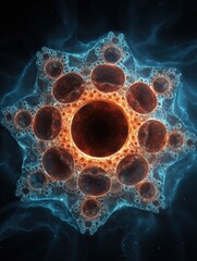 Fractal Pattern Illustrating Emotional Cycles in Vibrant Colors Against a Dark Background