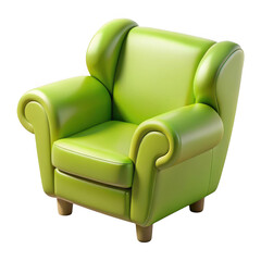 3d render of a green armchair isolated on transparent background