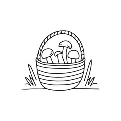 Fototapeta premium A basket of mushrooms resting near underbrush