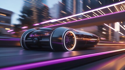 A futuristic booster glowing with rainbowcolored light trails