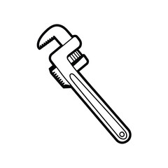 Black and white illustration of a pipe wrench tool