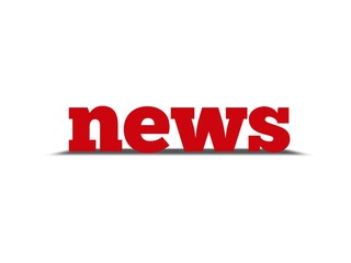 News headline. News word of red three-dimensional letters.