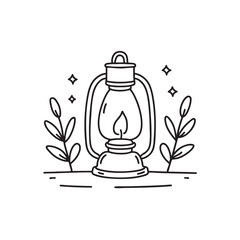 Fototapeta premium A lantern resting by moist ground underbrush