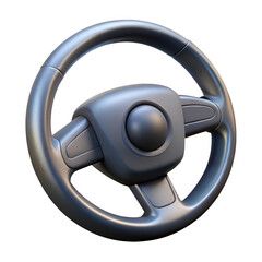 3d realistic car steering wheel isolated on transparent background