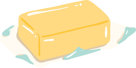 Unsalted Butter Package Illustration, Cute Baking Ingredient Clipart, Kawaii Pastel Food Graphic

