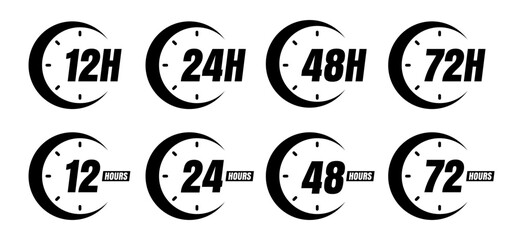Vector Set of Hour Labels – 12 to 72 Hours Clock Icons	
