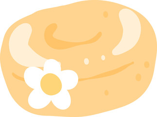 Sweet Bun with Flower Cartoon Illustration, Cute Bakery Clipart, Kawaii Pastry Dessert Graphic

