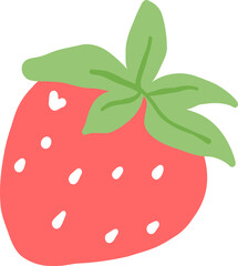 Strawberry Illustration, Cute Fruit Clipart, Kawaii Red Berry Graphic

