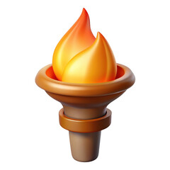 3d realistic torch with flaming fire isolated on transparent background