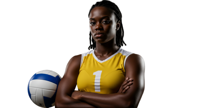 Confident Volleyball Player in Yellow Jersey