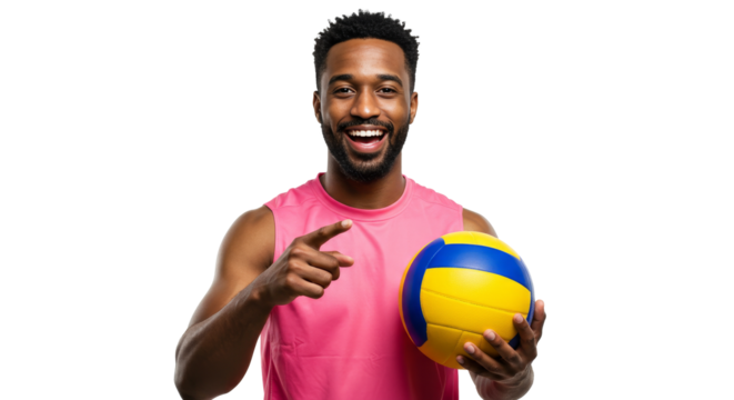 Smiling Volleyball Player Pointing: Sports, Team & Active Lifestyle